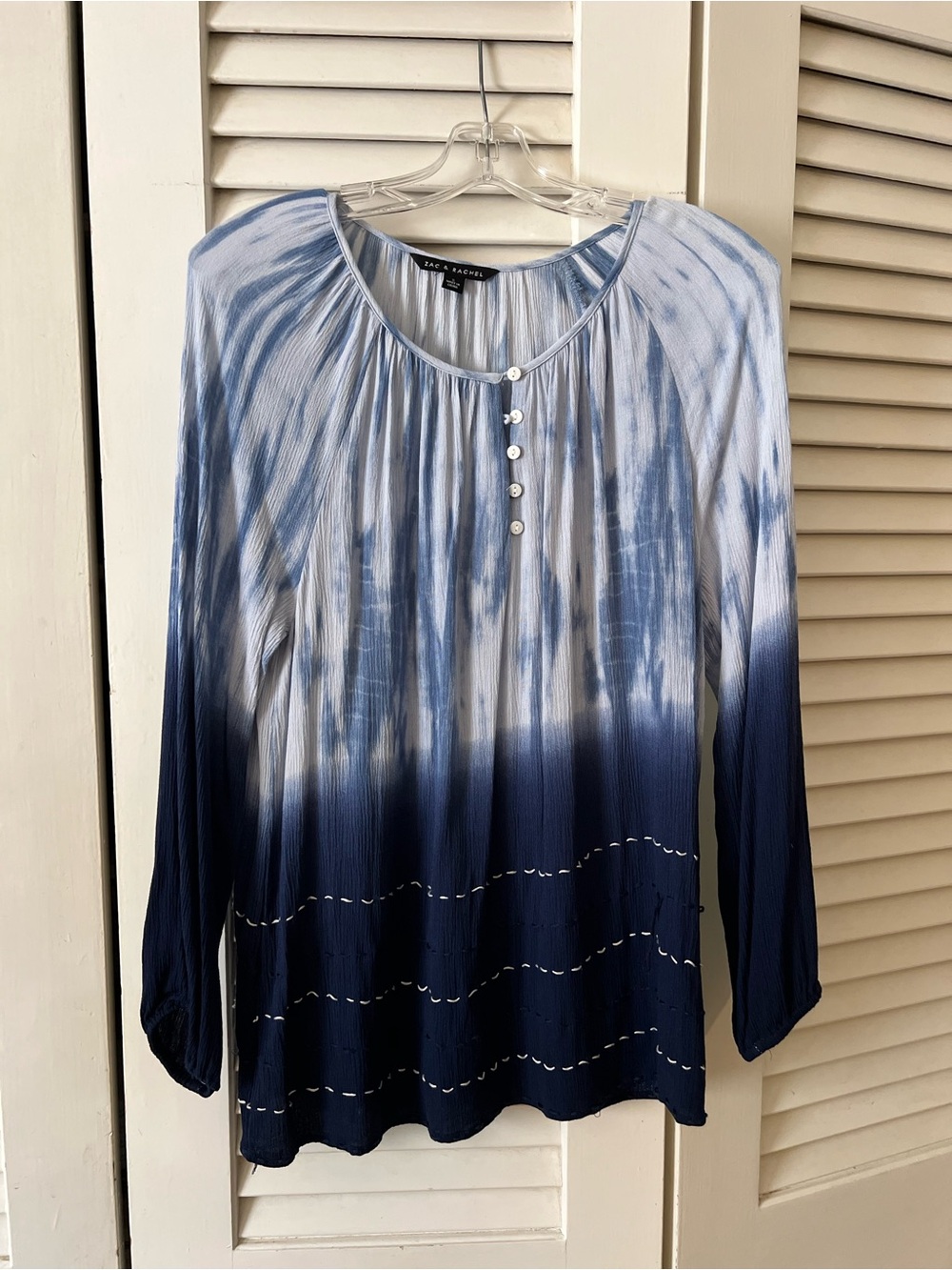 Zac & Rachel Blue Ombre Scoop Neck Long Sleeve Top